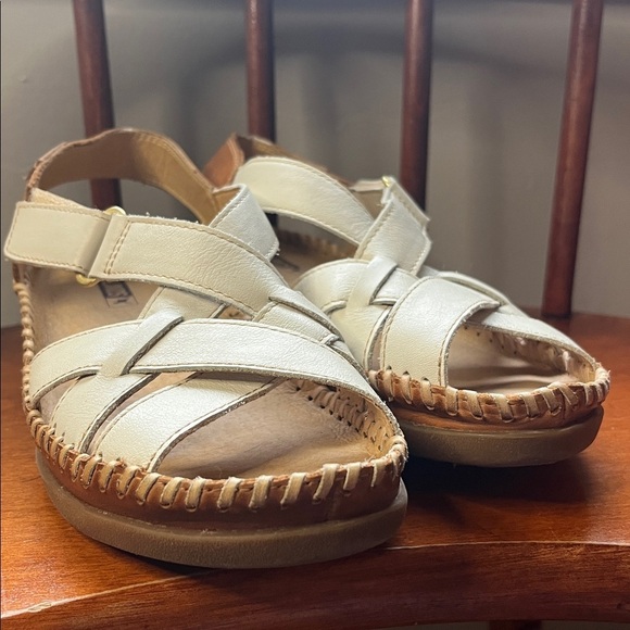 NWOT Pikolinos Cadaqués Leather Tan and White Sandal Size 37 - Picture 4 of 15